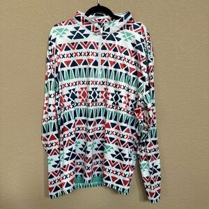 Men's Pins & Aces Golf Polo Quarter Zip Aztec Geo - Like New 🔥